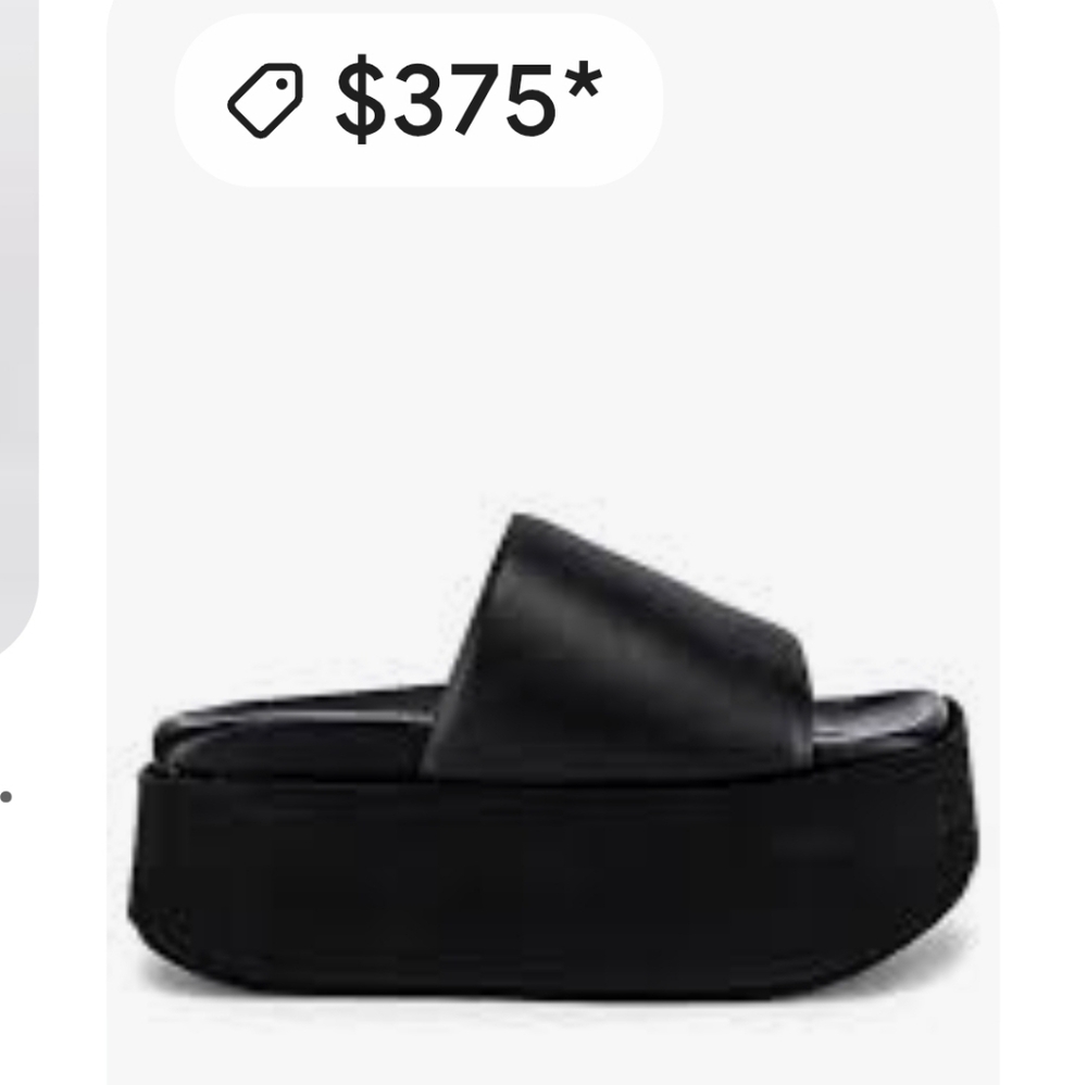 💰Paloma Barcelo Black Leather Slide Sandals